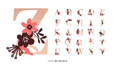 Flower Alphabet Vector Set Vector Download