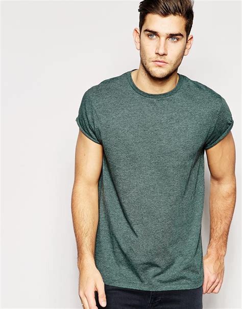 Asos T Shirt With Crew Neck In Skater Fit With Rolled Sleeve At Asos