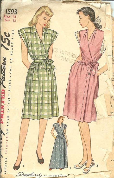 40s House Dress With Images Wrap Dress Pattern Vintage Wrap Dress