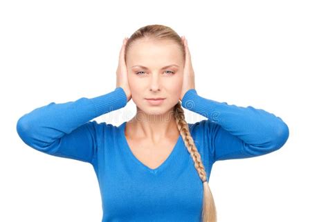 Woman With Hands On Ears Stock Photo Image Of Migraine 40259734