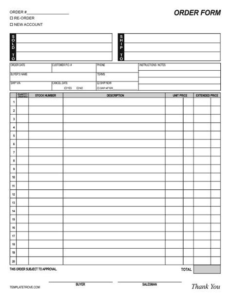 customizablere colorable order form  formats