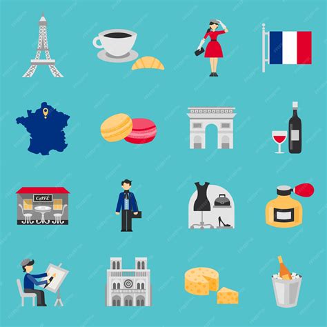 Free Vector France Icons Flat Set