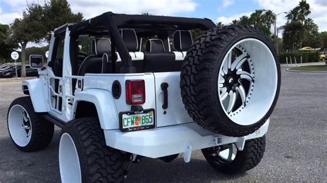 White Jeep Wrangler With Forgiatos And 37 Inch Mud Tires Big Rims