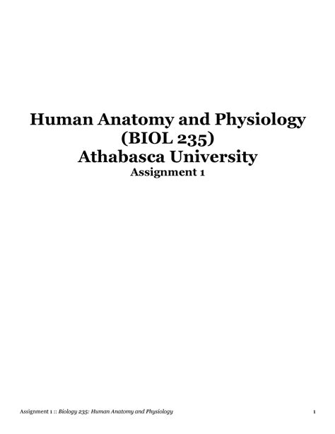 Biol 235 Assignment 1 Anatomy And Physiology Human Anatomy And