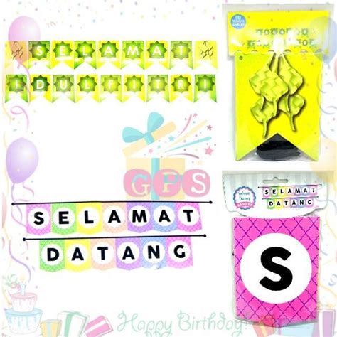 Jual Bunting Flags Segilima Happy Birthday Selamat Datang Idul Fitri