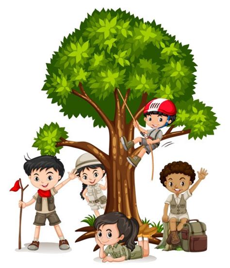 Kids Climbing Tree Stock Vectors Royalty Free Kids Climbing Tree