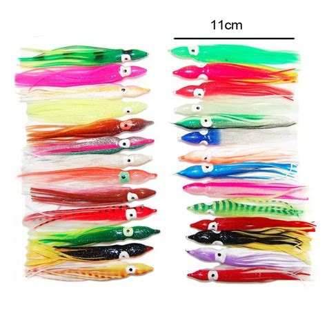 24pcs 11cm Mixed Color Soft Silicone Fishing Lures Plastic Octopus