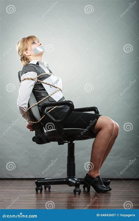 Businesswoman Bound By Contract With Taped Mouth Stock Image Image Of Bondage Stressed 64843607