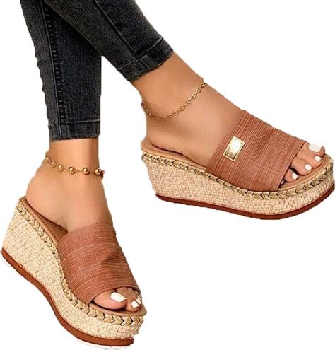 Womens Comfortable Flatform Wedge Sandals Without Lace Adjustable