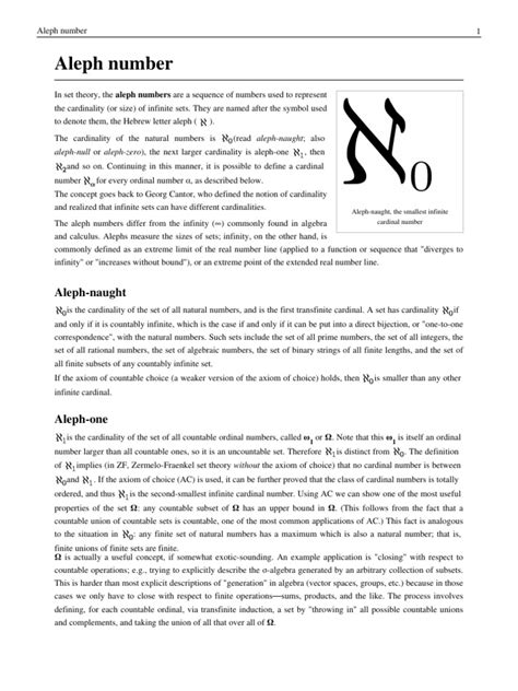 Aleph Number Pdf Mathematical Concepts Infinity
