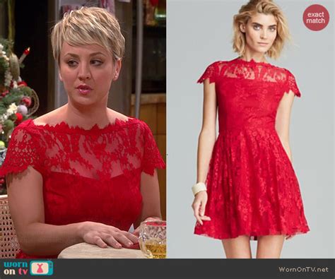 Wornontv Pennys Red Lace Christmas Dress On The Big Bang Theory