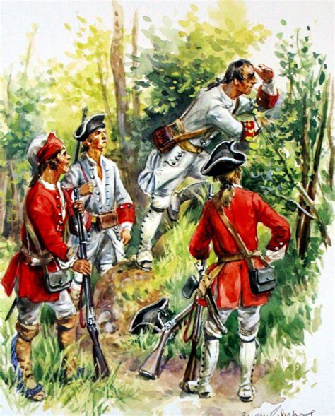 French Infantry And Skirmishers Scouting In North America During The