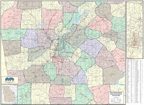 Atlanta Region Zip Wall Map