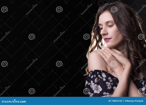 Sensual Woman With Naked Shoulders Space For Text Stock Image Image Of Person Caucasian