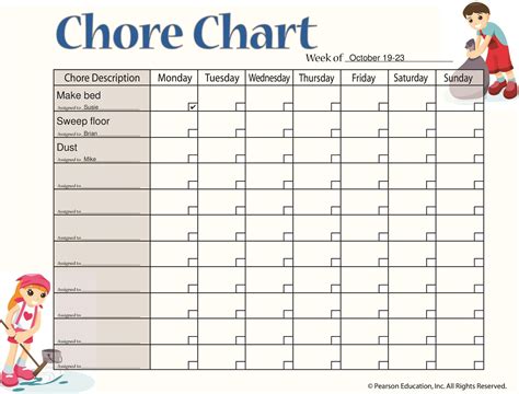 Chore Chart For Kids Templates Age Appropriate Chore