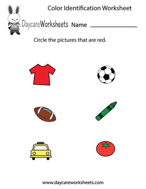 Free Preschool Color Identification Worksheet