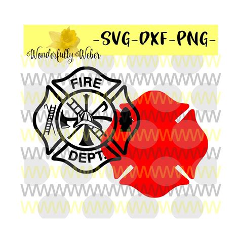 Maltese Cross Firefighter Shield With Shadow Background Svg Cut File