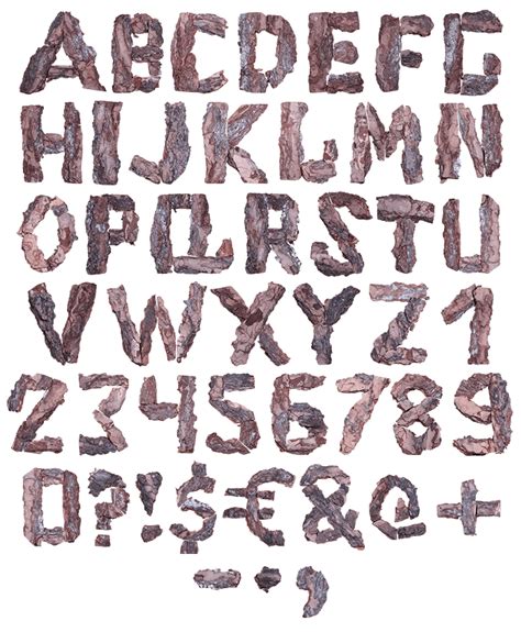 Bark Font Wooden Opentype Alphabet