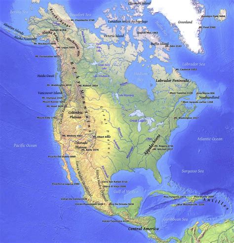 Rocky Mountains On World Map North America Map Physical Map America