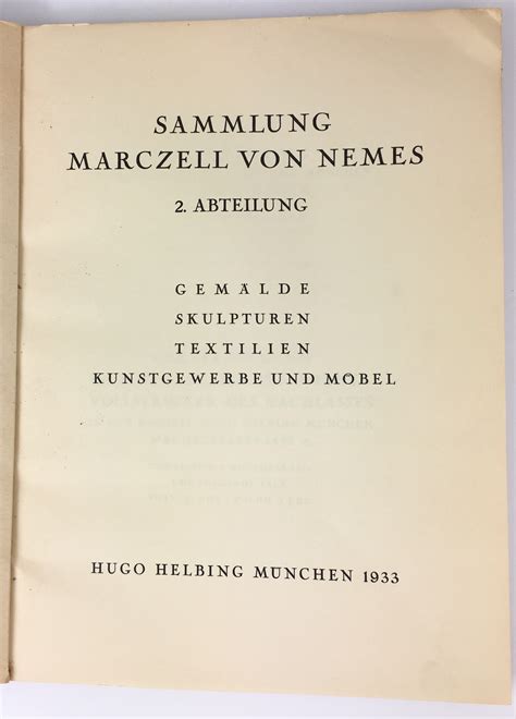 Sammlung Marczell Von Nemes Abteilung Gem Lde Skulpturen