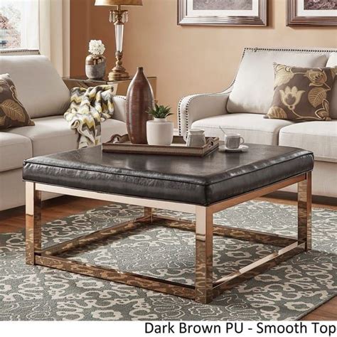 Rectangle coffee table tufted top sofa stores 90254. Solene Square Base Ottoman Coffee Table - Champagne Gold ...