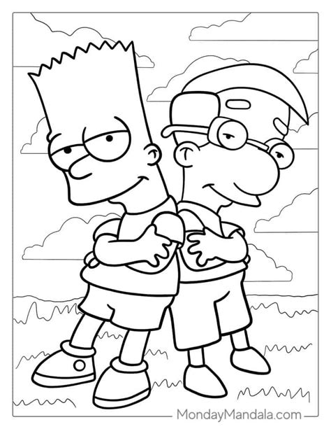 Bart Simpson Skateboarding Coloring Page