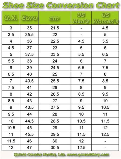 Shoe Size Conversion Chart Mexico To Us