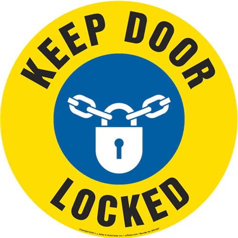 Keep Door Locked Sign With Icon Round