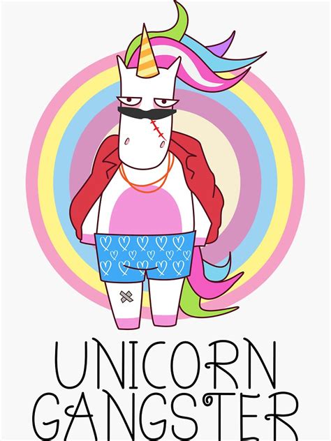 Cute Unicorn Gangster Funny Sticker For Sale By Niwut9959 Redbubble