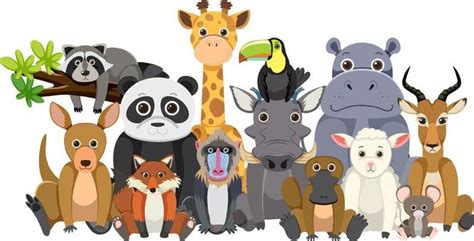 Cartoon Zoo Animals Vector Art Icons And Graphics For Free Download