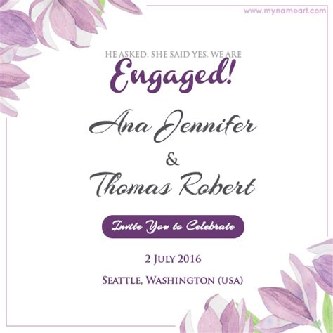 Most templates will have graphics and art on it. Write Couple Name On Floral Engagement Invitation Card ...