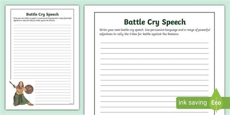 Boudicca Battle Cry Speech Writing Frame Ks2 Twinkl