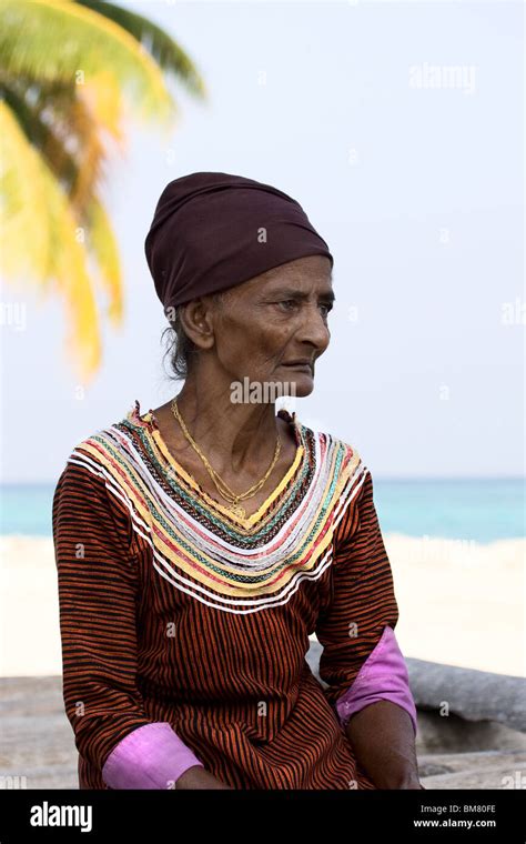 Traditional Maldivian Dress Worn By Elderly Island Woman Stock Photo