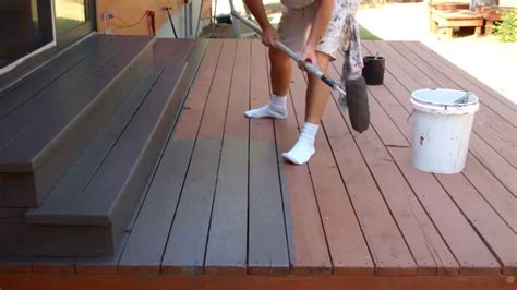This stain works best if the wood is new or just under a few months old. Exterior Painting Step 9: Staining the Deck - YouTube