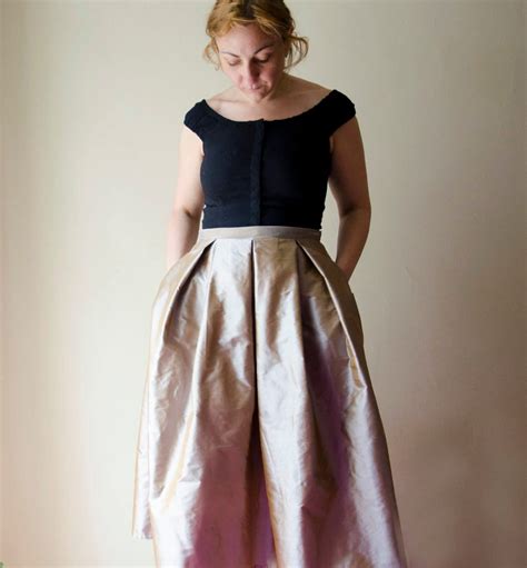 Gold Maxi Skirt Silk Taffeta Long Evening Skirt By Karmologyclinic