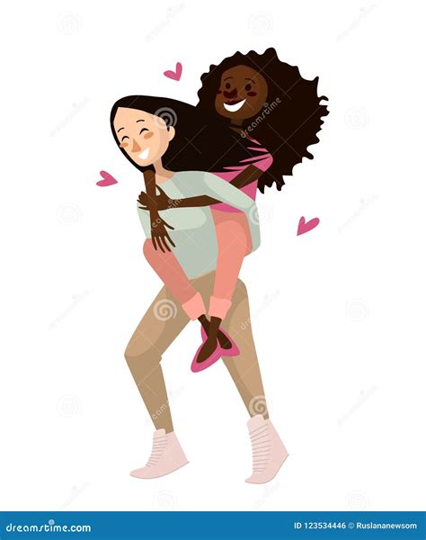 gay couple vector illustration isolated cute homosexual girls on a white background cartoon