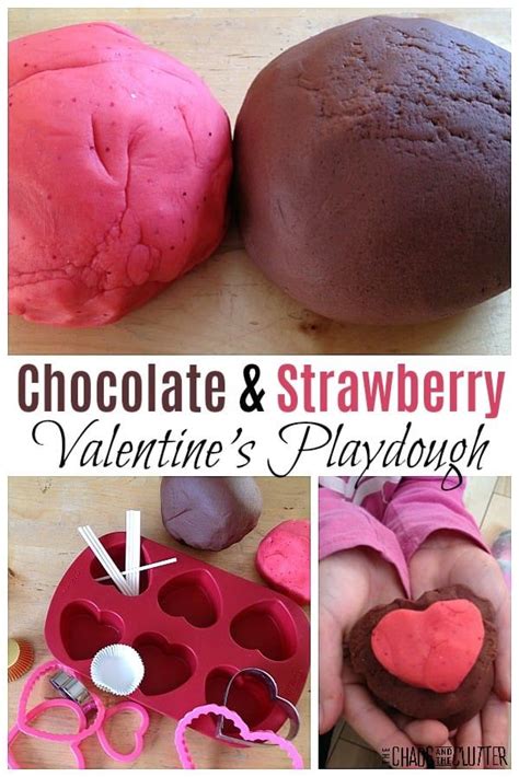 valentine s chocolate and strawberry playdough