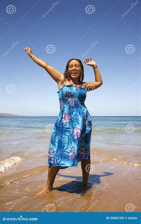 Young Woman Standing On Shore Stock Photo Image Of Wave Years 2042190