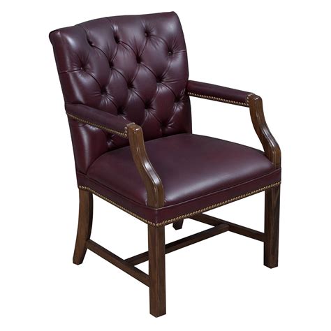 Traditional Walnut Tufted Leather Side Chair Burgundy National Office Interiors And Liquidators