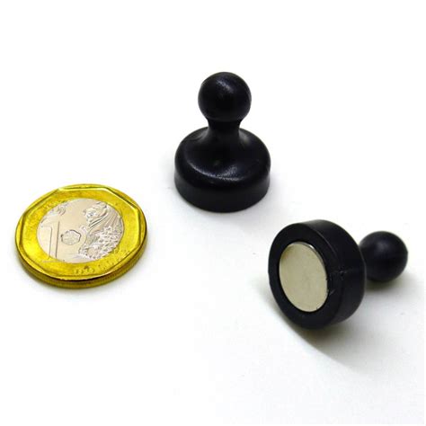 Large Neodymium Pin Magnets 19mm 6pcs Black