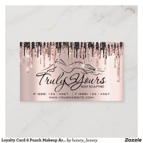 Loyalty Card 6 Punch Makeup Artist Beauty Body Zazzle Loyalty Card