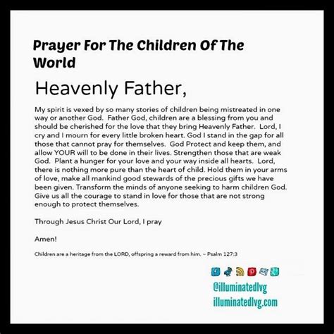 Illuminated Living Prayer For The Children Of The World Prayers For