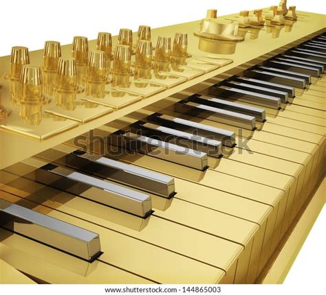 Realistic Golden Keyboard Isolated On White Stock Illustration 144865003