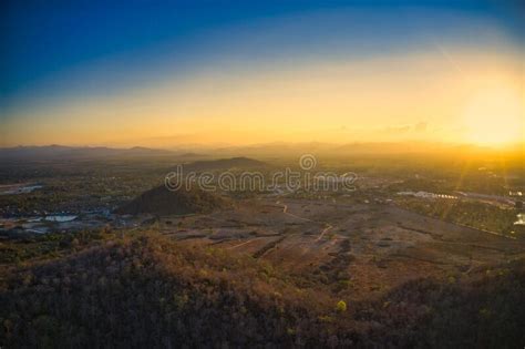 The Landscape Of Hua Hin In Thailand From Above At Sunset Stock Photo
