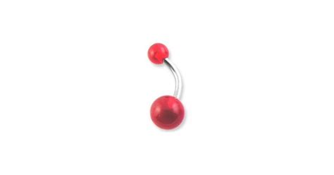 Transparent Red Acrylic Belly Bar Navel Button Ring W Balls