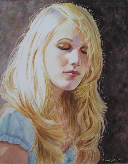 Girl With Blonde Hair Portrait Study On Aquabord By Doris Joa