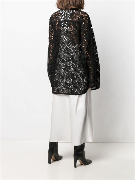 valentino garavani oversized floral lace long sleeve shirt farfetch