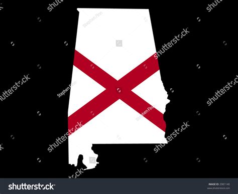 Map Of The State Of Alabama And Their Flag Stock Vector Illustration