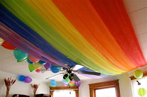 Rainbow From Streamers Rainbow Decorations Rainbow Birthday Party