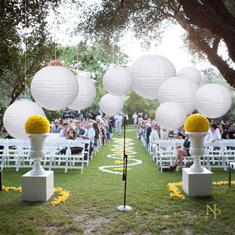 Nicro 10 Pcsset White Round Paper Lanterns Lamp Diy Wedding Engagement